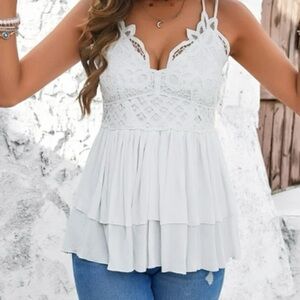 White Lace Sleeveless Top